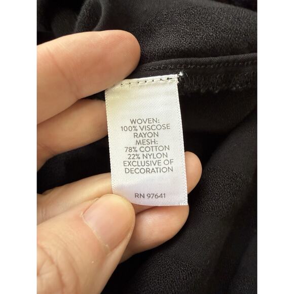 J. Jill Textured Appliqué Top Size 3X Blouse Black Boho - Picture 8 of 10